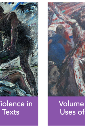 images of book covers showing on the left, a dramatic sky and a figure with a heavy weight alongside another reaching imploringly from the ground and, on the right, a crucifixion scene.